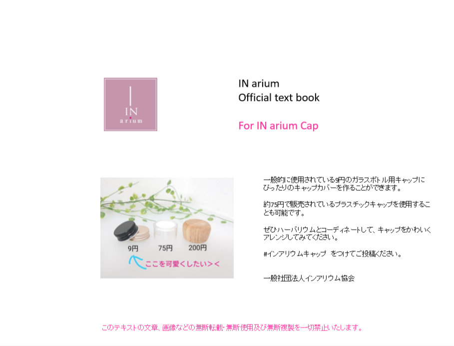 インアリウムショップ インアリウムキャップ Official Text